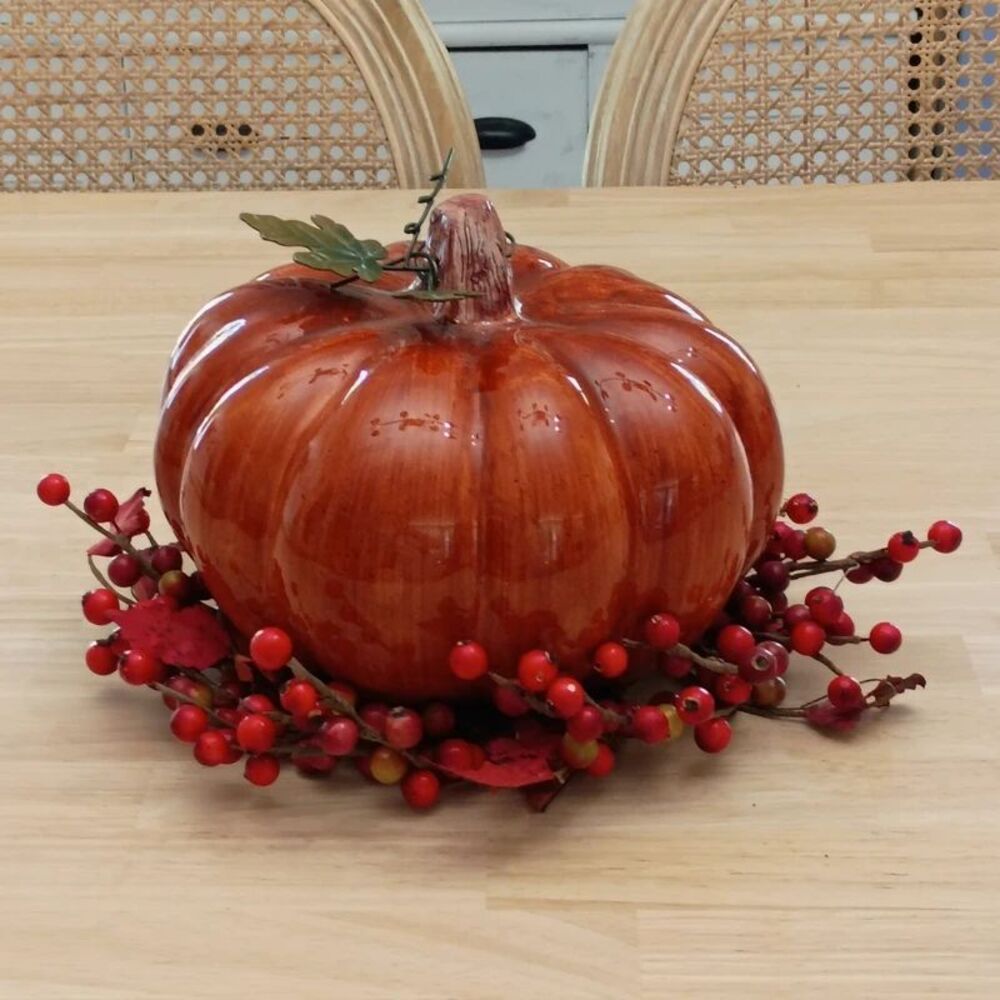 Fall Harvest Beautiful Glazed Ceramic Pumpkin Holiday Decoration